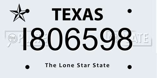I806598 Texas License Plate