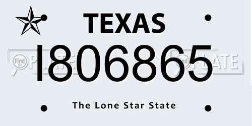 I806865 Texas License Plate