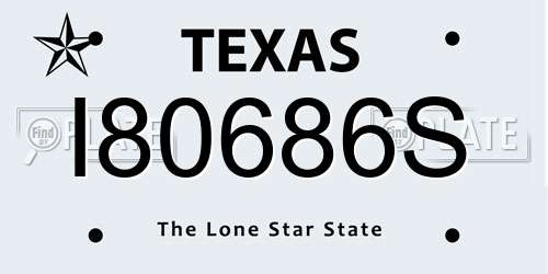 I80686S Texas License Plate