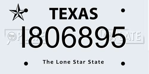 I806895 Texas License Plate