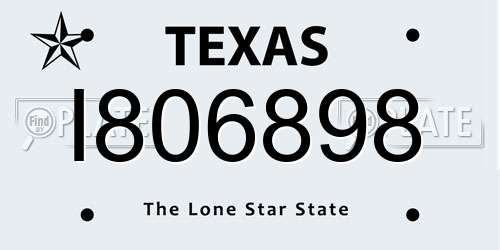 I806898 Texas License Plate
