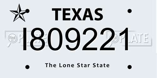 I809221 Texas License Plate
