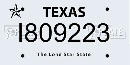 I809223 Texas License Plate