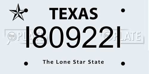 I80922I Texas License Plate