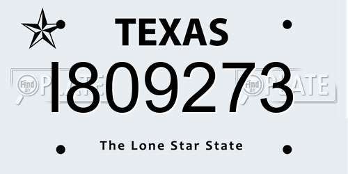 I809273 Texas License Plate