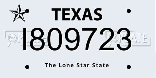 I809723 Texas License Plate