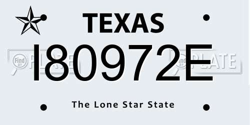 I80972E Texas License Plate