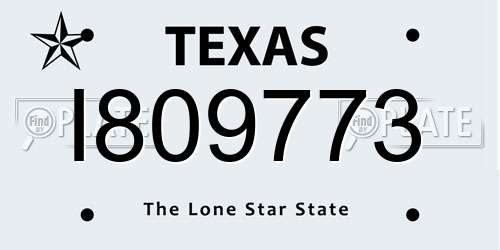 I809773 Texas License Plate