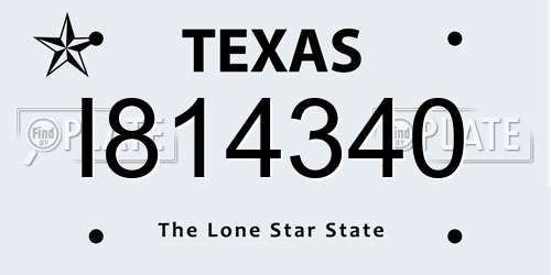 I814340 Texas License Plate