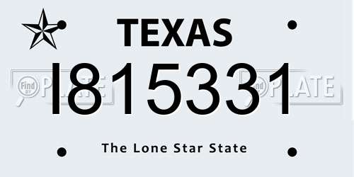 I815331 Texas License Plate