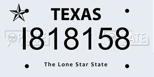 I818158 Texas License Plate