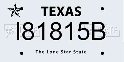 I81815B Texas License Plate