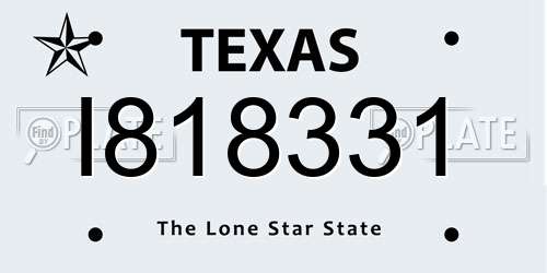 I818331 Texas License Plate