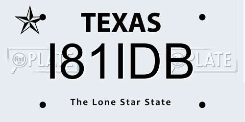 I81IDB Texas License Plate