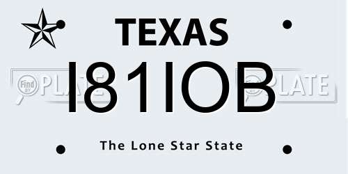 I81IOB Texas License Plate