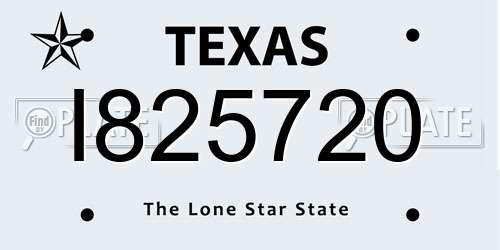 I825720 Texas License Plate
