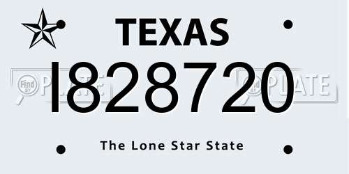 I828720 Texas License Plate