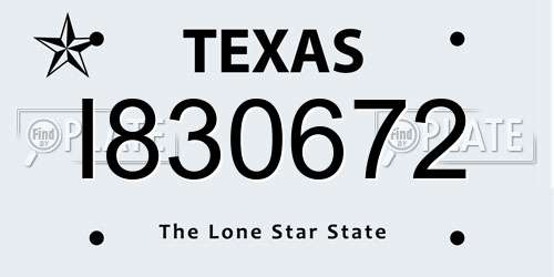 I830672 Texas License Plate