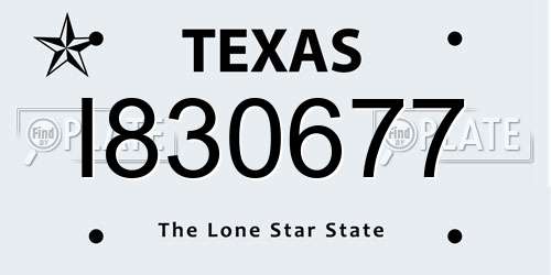 I830677 Texas License Plate