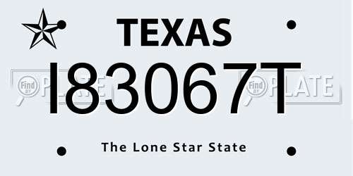I83067T Texas License Plate