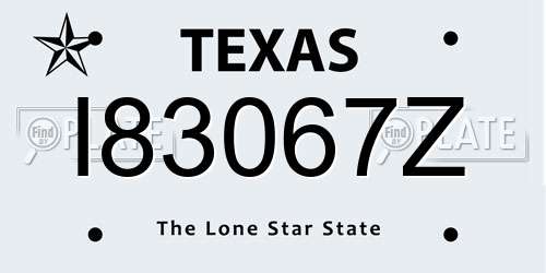 I83067Z Texas License Plate