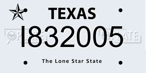I832005 Texas License Plate