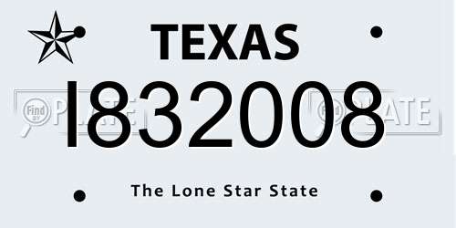 I832008 Texas License Plate