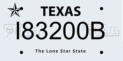 I83200B Texas License Plate