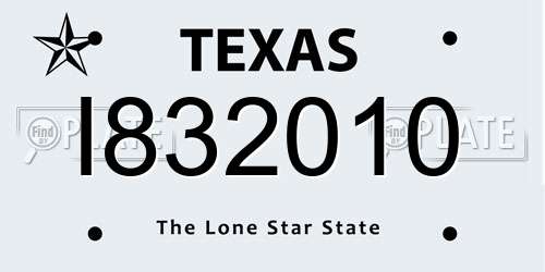 I832010 Texas License Plate