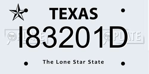 I83201D Texas License Plate