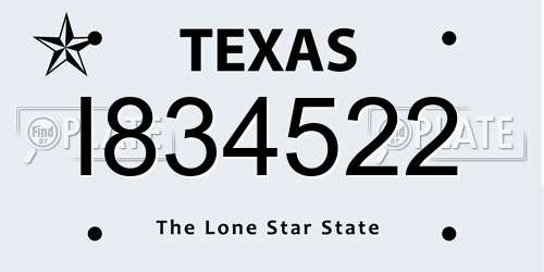 I834522 Texas License Plate