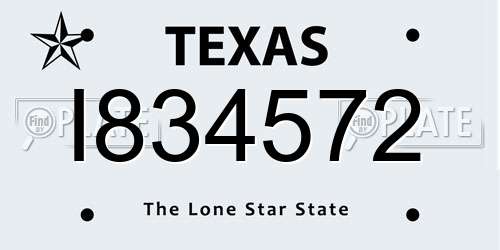 I834572 Texas License Plate