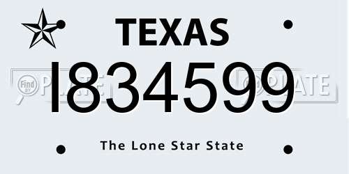 I834599 Texas License Plate