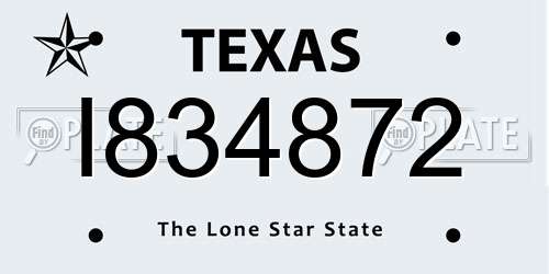 I834872 Texas License Plate