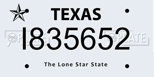 I835652 Texas License Plate