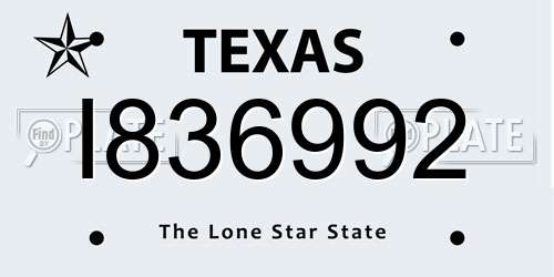 I836992 Texas License Plate