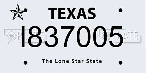 I837005 Texas License Plate