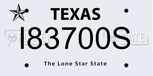 I83700S Texas License Plate