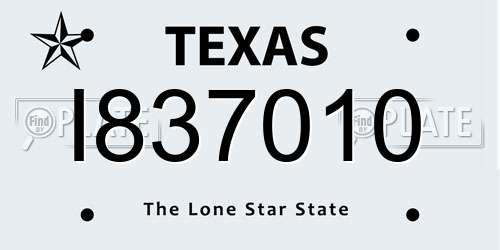 I837010 Texas License Plate