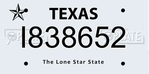 I838652 Texas License Plate