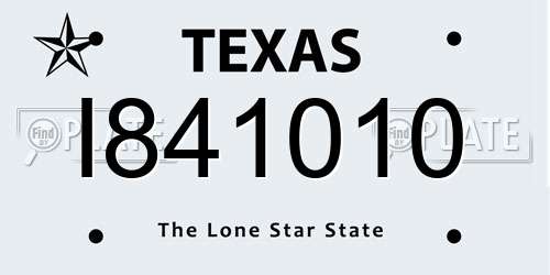 I841010 Texas License Plate