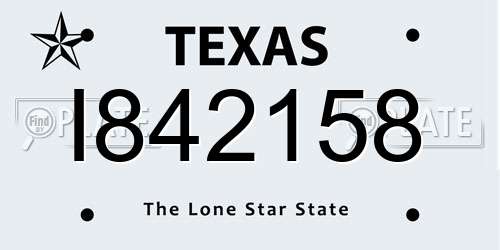 I842158 Texas License Plate