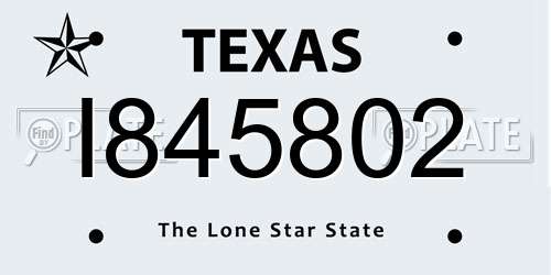 I845802 Texas License Plate
