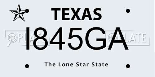 I845GA Texas License Plate