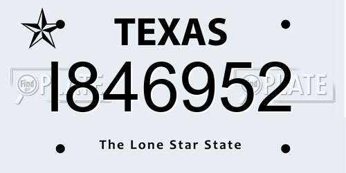 I846952 Texas License Plate