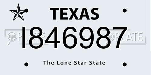I846987 Texas License Plate
