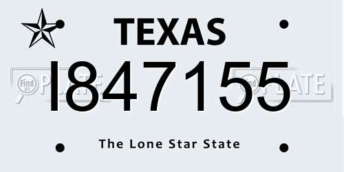 I847155 Texas License Plate
