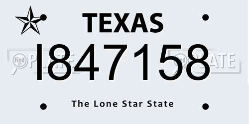 I847158 Texas License Plate