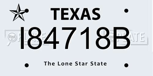 I84718B Texas License Plate