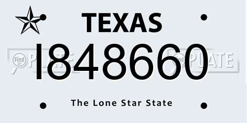I848660 Texas License Plate